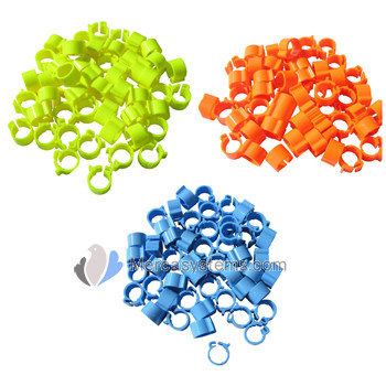 Pigeons supplies & accessories: Plastic pigeon rings (clip on type) 8x5 mm. Bag of 100 rings