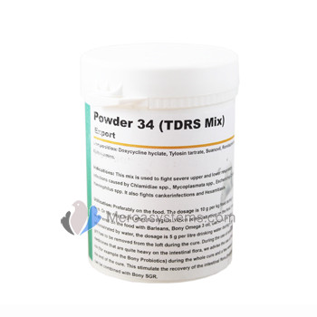 Pigeons Produts and Supplies: Powder 34 (TDRS Mix) 100 gr, (for SEVERE respiratory infections and trichomoniasis)
