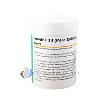 Pigeons Produts and Supplies: Powder 33 (Para-Coli-Mix) 100gr, (Belgian master formula highly effective against salmonellosis - paratyphus)