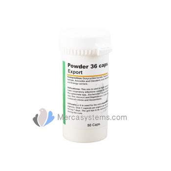 Productos para palomas: Powder 36 capsules , (all into one EXTRA STRONG treatment for severe infections)